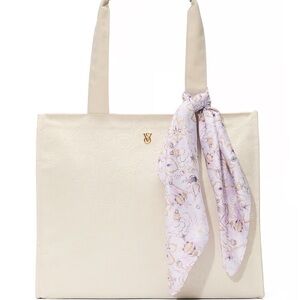 Victoria's Secret Cream with subtle lace detail and Pink Tote with Floral Scarf